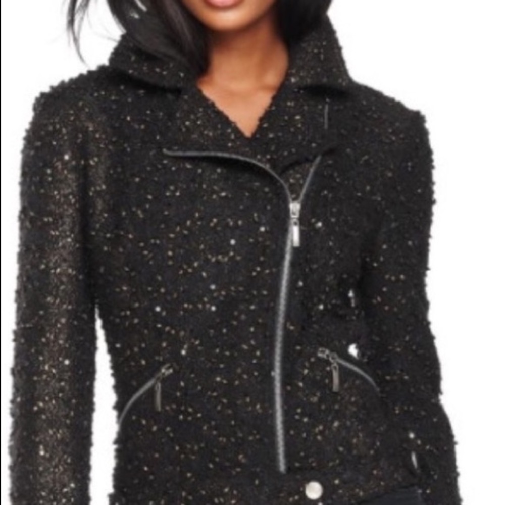 INC. Sequin Sparkle Moto Jacket